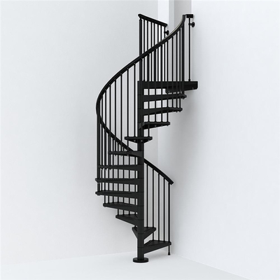 Escalier en spirale en bois d'étape de LED avec la balustrade d'acier inoxydable