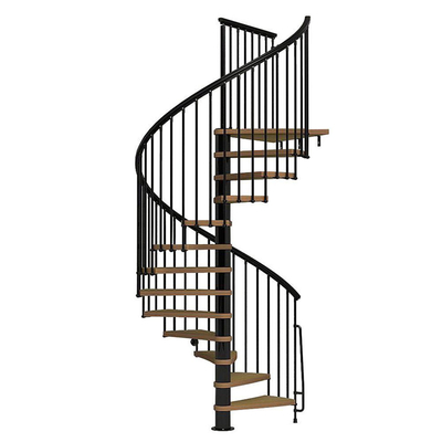 Escalier en spirale en bois d'étape de LED avec la balustrade d'acier inoxydable