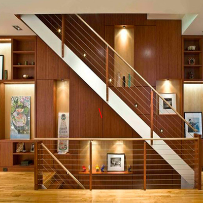 Balustrade en bois d'escalier de balcon, balustrade de câble pour l'escalier