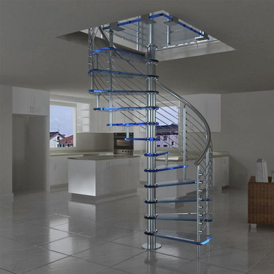Escaliers en spirale en verre de l'appartement 600-2200mm avec la balustrade d'acier inoxydable