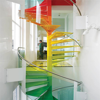 Escaliers en spirale en verre de l'appartement 600-2200mm avec la balustrade d'acier inoxydable