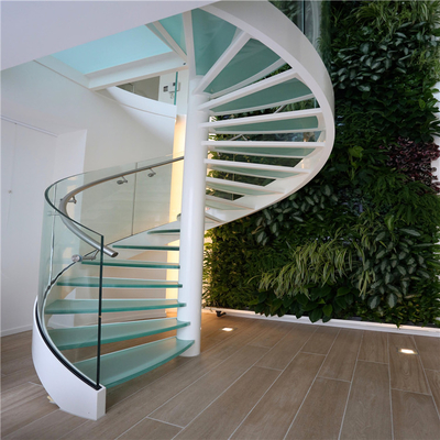 Escaliers en spirale en verre de l'appartement 600-2200mm avec la balustrade d'acier inoxydable