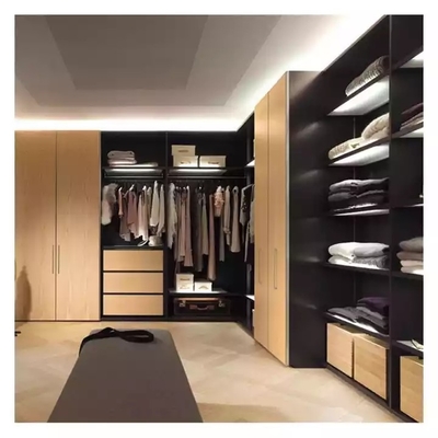 Promenade classique de garde-robe de tissu dans le cabinet, promenade de grenier en verre de garde-robe de cabinet