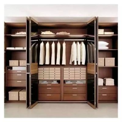 Promenade classique de garde-robe de tissu dans le cabinet, promenade de grenier en verre de garde-robe de cabinet