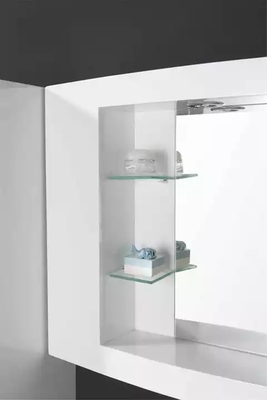 Vanité moderne de flottement de salle de bains de Cabinet dans brillant blanc de dessus en verre vert