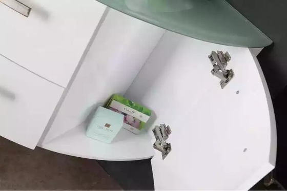 Vanité moderne de flottement de salle de bains de Cabinet dans brillant blanc de dessus en verre vert