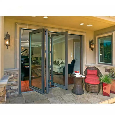 Glissement Bifold de patio en verre en aluminium extérieur imperméable de porte se pliante d'EPDM