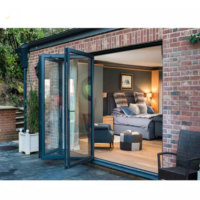 Glissement Bifold de patio en verre en aluminium extérieur imperméable de porte se pliante d'EPDM