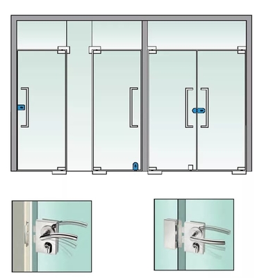 La porte Frameless en verre d'oscillation d'alliage d'aluminium, a gâché la double porte en verre commerciale