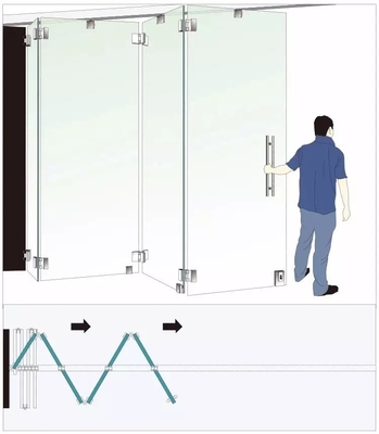 Porte en verre se pliante Frameless intérieure, solarium de balcon glissant la porte Bifold