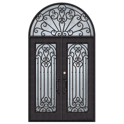 Porte principale de luxe de sécurité de fer travaillé, porte d'entrée extérieure en métal