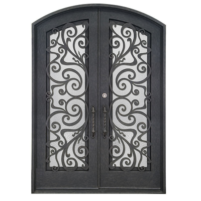 Porte principale de luxe de sécurité de fer travaillé, porte d'entrée extérieure en métal