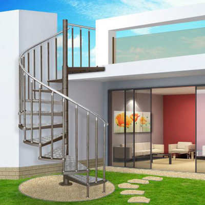 Taille adaptée aux besoins du client par escalier en spirale d'acier au carbone enduit extérieur de poudre