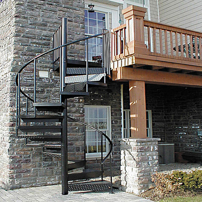 Taille adaptée aux besoins du client par escalier en spirale d'acier au carbone enduit extérieur de poudre