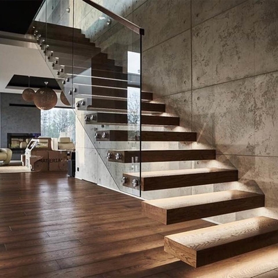 Conception flottante en bois moderne d'escalier de bâtiment commercial pour d'intérieur
