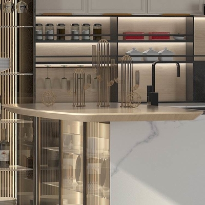 Style minimaliste de style de buffets prêts à l'emploi de luxe d'acier inoxydable