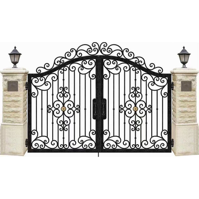 Conception de porte à deux battants de fer d'entrée, conceptions de voie de base de fer travaillé