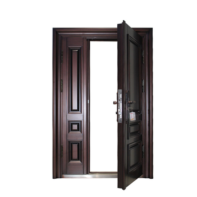 Portes en acier de sécurité d'entrée, double porte d'entrée extérieure de conception moderne