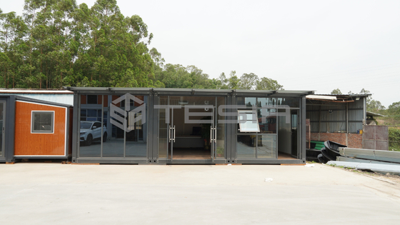 Maison de conteneur préfabriquée extensible de structure métallique légère prête à l'emploi de luxe de 20 pieds
