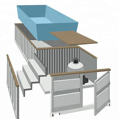 Extérieurs adaptés aux besoins du client colorent 20' 40' piscine de récipient d'expédition avec 2&quot; fenêtre épaisse et escalier en acier