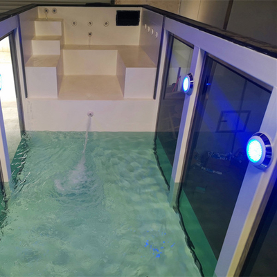 Piscine portative moderne préfabriquée de luxe de récipient avec le mur en verre de haute résistance