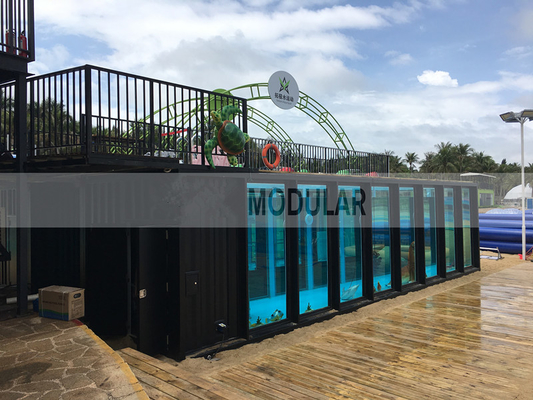 Piscine portative moderne préfabriquée de luxe de récipient avec le mur en verre de haute résistance