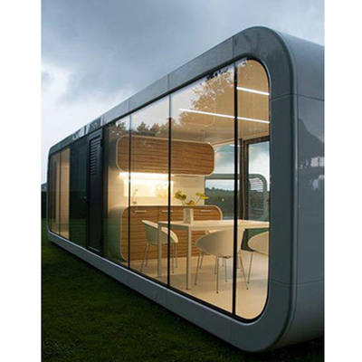 La protection de Sun a adapté la Chambre aux besoins du client mobile préfabriquée stable en verre de conteneur de cabine et de cosse d'Apple de structure métallique de couleur