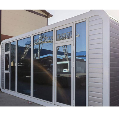 La protection de Sun a adapté la Chambre aux besoins du client mobile préfabriquée stable en verre de conteneur de cabine et de cosse d'Apple de structure métallique de couleur