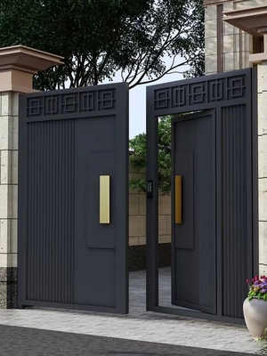Décoration extérieure Entrée noire Porte d'entrée en acier inoxydable double Porte principale en fer forgé