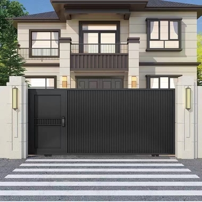 Décoration extérieure Entrée noire Porte d'entrée en acier inoxydable double Porte principale en fer forgé