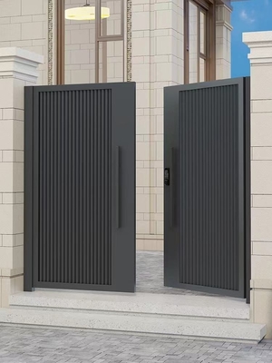 Décoration extérieure Entrée noire Porte d'entrée en acier inoxydable double Porte principale en fer forgé