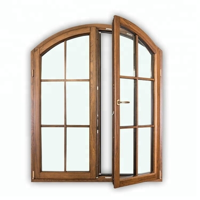 L'oscillation centripète de Windows de cadre en aluminium en bois français de style a arqué le tissu pour rideaux Windows
