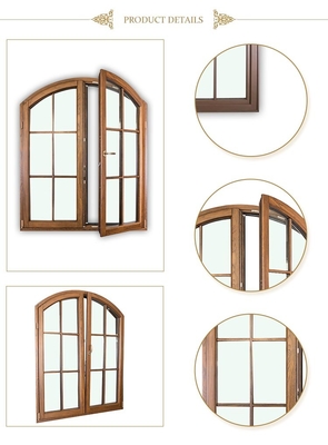 L'oscillation centripète de Windows de cadre en aluminium en bois français de style a arqué le tissu pour rideaux Windows