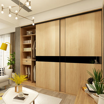 Promenade en bois solide à la mode dans des garde-robes de Mirror Sliding Doors d'organisateur de cabinet pour des vêtements
