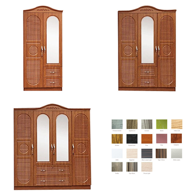 Cabinet multi 2 3 de conseil de forces de défense principale de couleur de texture de PVC placard de 4 portes avec le miroir