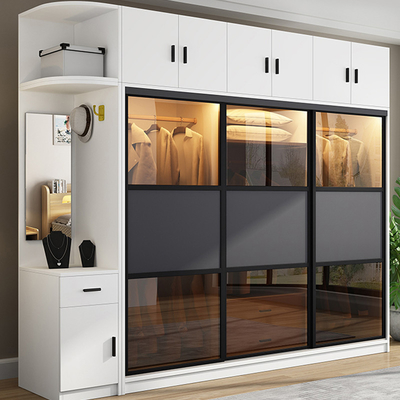TESIA a adapté le meuble de rangement aux besoins du client en verre de porte coulissante de meubles de chambre à coucher de garde-robe
