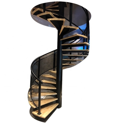 Escaliers en acier prêts à l'emploi d'anti de glissement grenier d'intérieur noir de l'escalier en spirale SS304