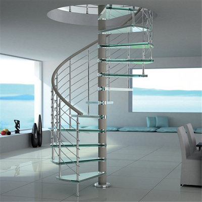 L'escalier hélicoïdal en acier en verre du grenier A3 de bandes de roulement a stratifié les escaliers en spirale de verre trempé
