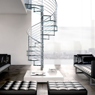 L'escalier hélicoïdal en acier en verre du grenier A3 de bandes de roulement a stratifié les escaliers en spirale de verre trempé