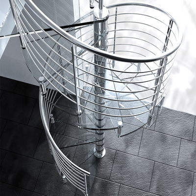 L'escalier hélicoïdal en acier en verre du grenier A3 de bandes de roulement a stratifié les escaliers en spirale de verre trempé