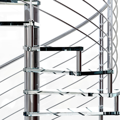 L'escalier hélicoïdal en acier en verre du grenier A3 de bandes de roulement a stratifié les escaliers en spirale de verre trempé