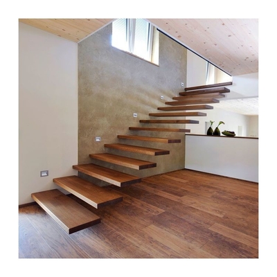 Escalier de flottement contemporain adapté aux besoins du client de plancher en bois dur d'escaliers avec la balustrade en verre