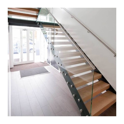 Escalier de flottement contemporain adapté aux besoins du client de plancher en bois dur d'escaliers avec la balustrade en verre