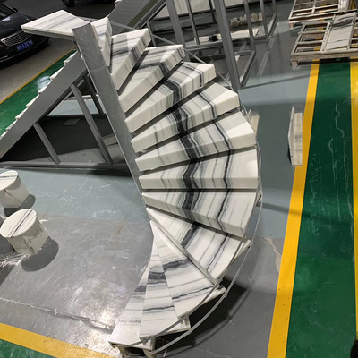 Escalier en spirale en pierre naturel d'escaliers d'ODM Panda Black And White Marble d'OEM