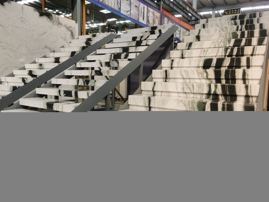 Escalier en spirale en pierre naturel d'escaliers d'ODM Panda Black And White Marble d'OEM