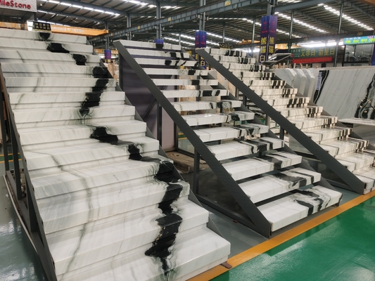 Escalier en spirale en pierre naturel d'escaliers d'ODM Panda Black And White Marble d'OEM
