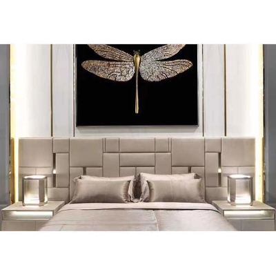 Lits à extrémité élevé d'acier inoxydable du Roi Size Bed Titanium de cuir véritable d'hôtel