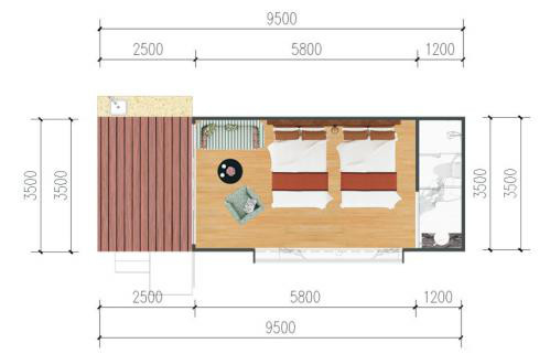 poids léger préfabriqué de Chambre préfabriquée moderne ignifuge de conteneur de 3.5*9.5*5.5m