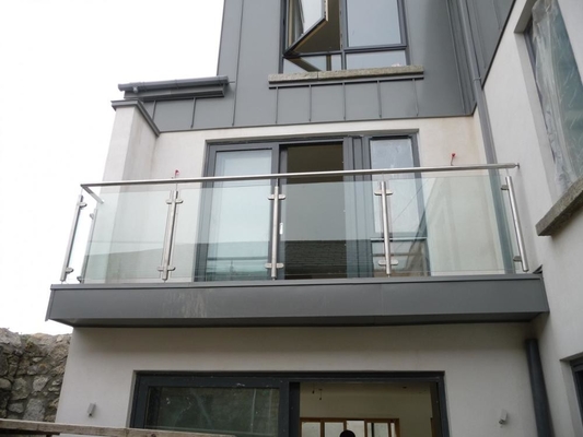 balustrade intérieure de balcon d'acier inoxydable de balustrades d'escalier de verre trempé de 12mm