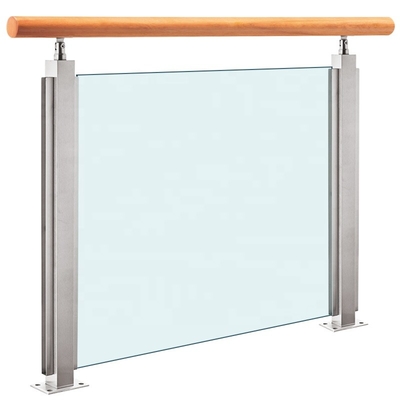 Balustrade en verre d'acier inoxydable de balcon d'OEM avec la balustrade en bois